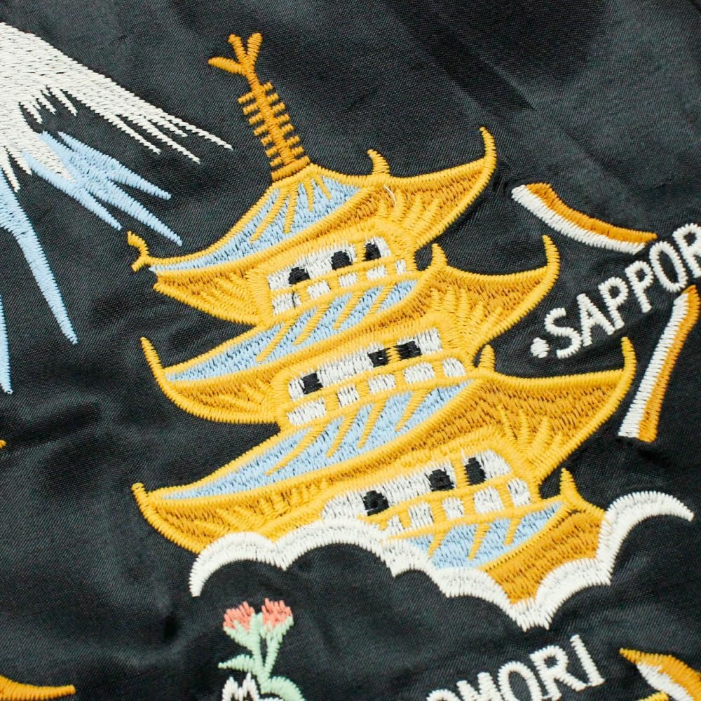 Amazon | [ヒューストン] スカジャン サテンスカジャン 総刺繍 マップ